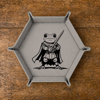 Fantasy Frog Swordmaster - DICE TRAY Fantasy Frog Swordmaster Dice Tray | Foldable PU Leather D&D Tray