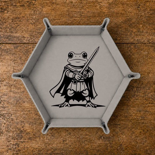 Fantasy Frog Swordmaster - DICE TRAY Fantasy Frog Swordmaster Dice Tray | Foldable PU Leather D&D Tray
