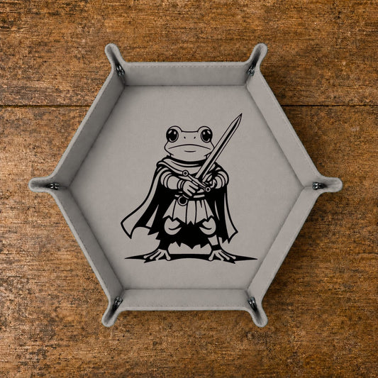 Fantasy Frog Swordmaster - DICE TRAY Fantasy Frog Swordmaster Dice Tray | Foldable PU Leather D&D Tray