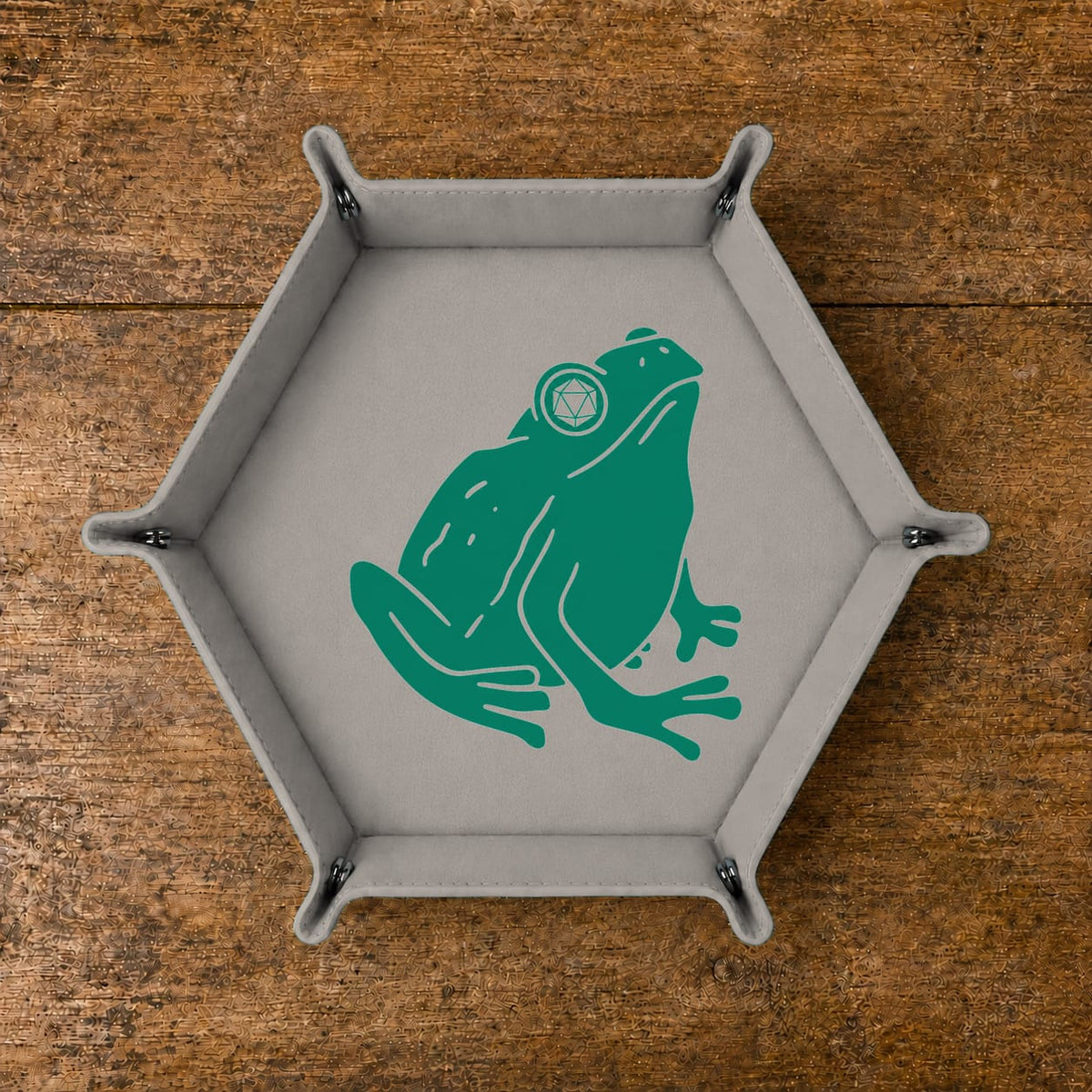 Frog Gamer With D20 Headphones - DICE TRAY Frog Gamer D20 Dice Tray | Foldable PU Leather D&D Tray