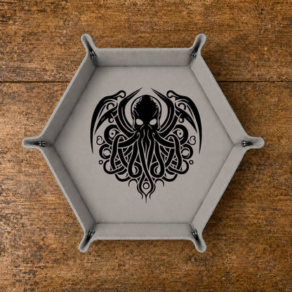 Eldritch Cthulhu Emblem - DICE TRAY Cthulhu Dice Tray | Foldable PU Leather D&D RPG Tray