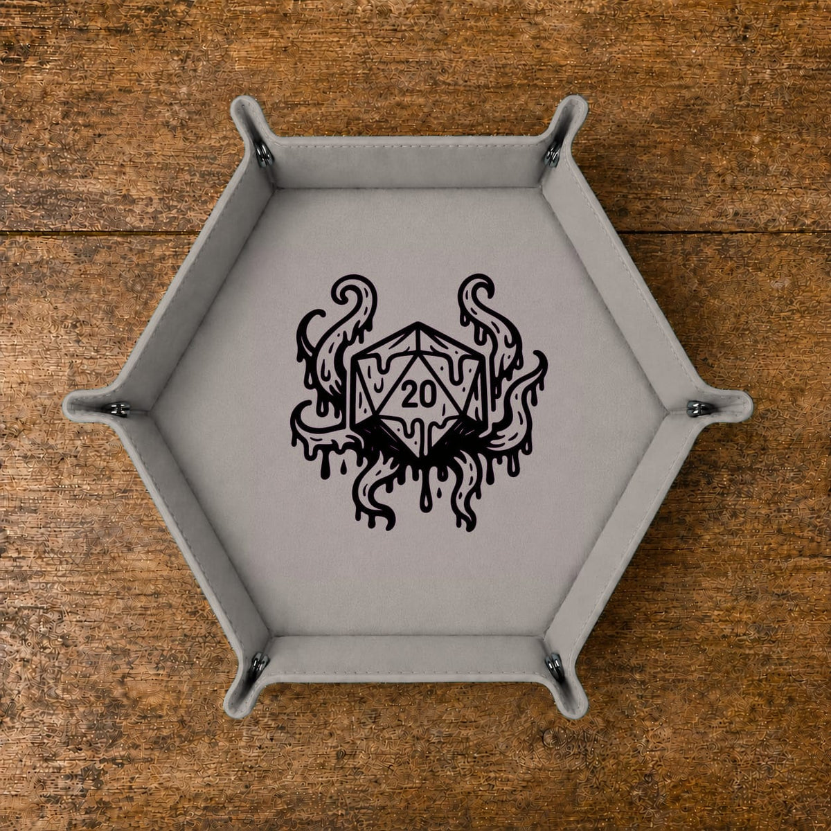 Eldritch Melting D20 - DICE TRAY Eldritch Melting D20 Dice Tray | Foldable PU Leather D&D Tray