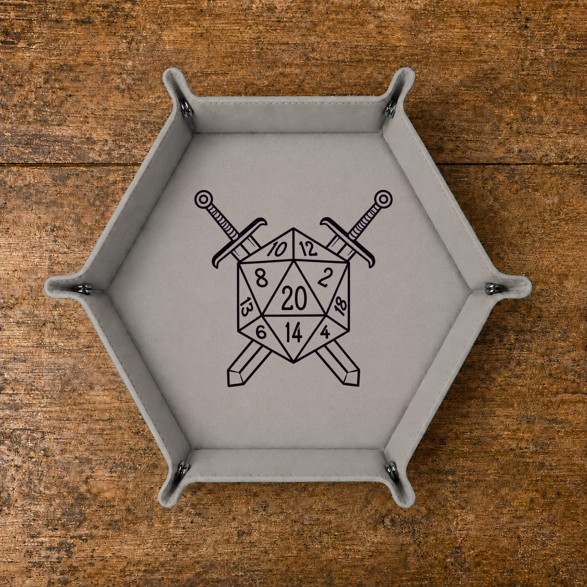 D20 Battle Crest - DICE TRAY D20 Battle Crest Dice Tray | Foldable PU Leather D&D Tray