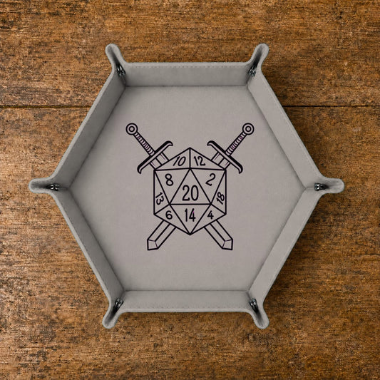 D20 Battle Crest - DICE TRAY D20 Battle Crest Dice Tray | Foldable PU Leather D&D Tray