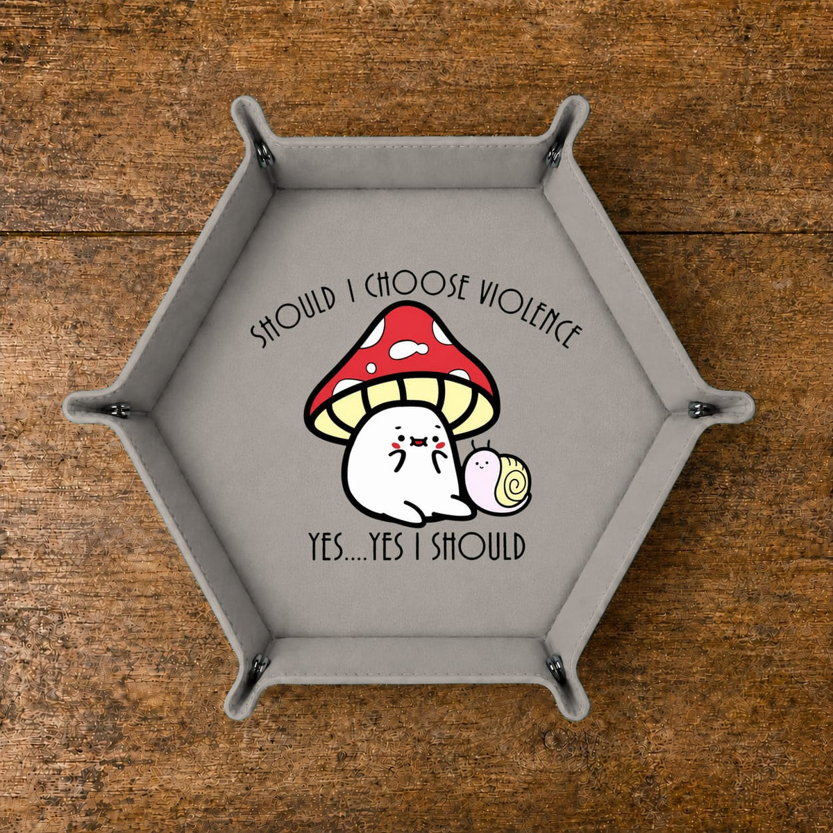 Mushroom Cat Chooses Violence - DICE TRAY Mushroom Cat Chooses Violence Dice Tray | Foldable PU Leather D&D Tray