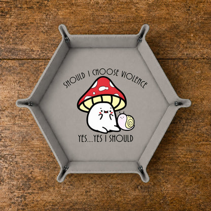 Mushroom Cat Chooses Violence - DICE TRAY Mushroom Cat Chooses Violence Dice Tray | Foldable PU Leather D&D Tray