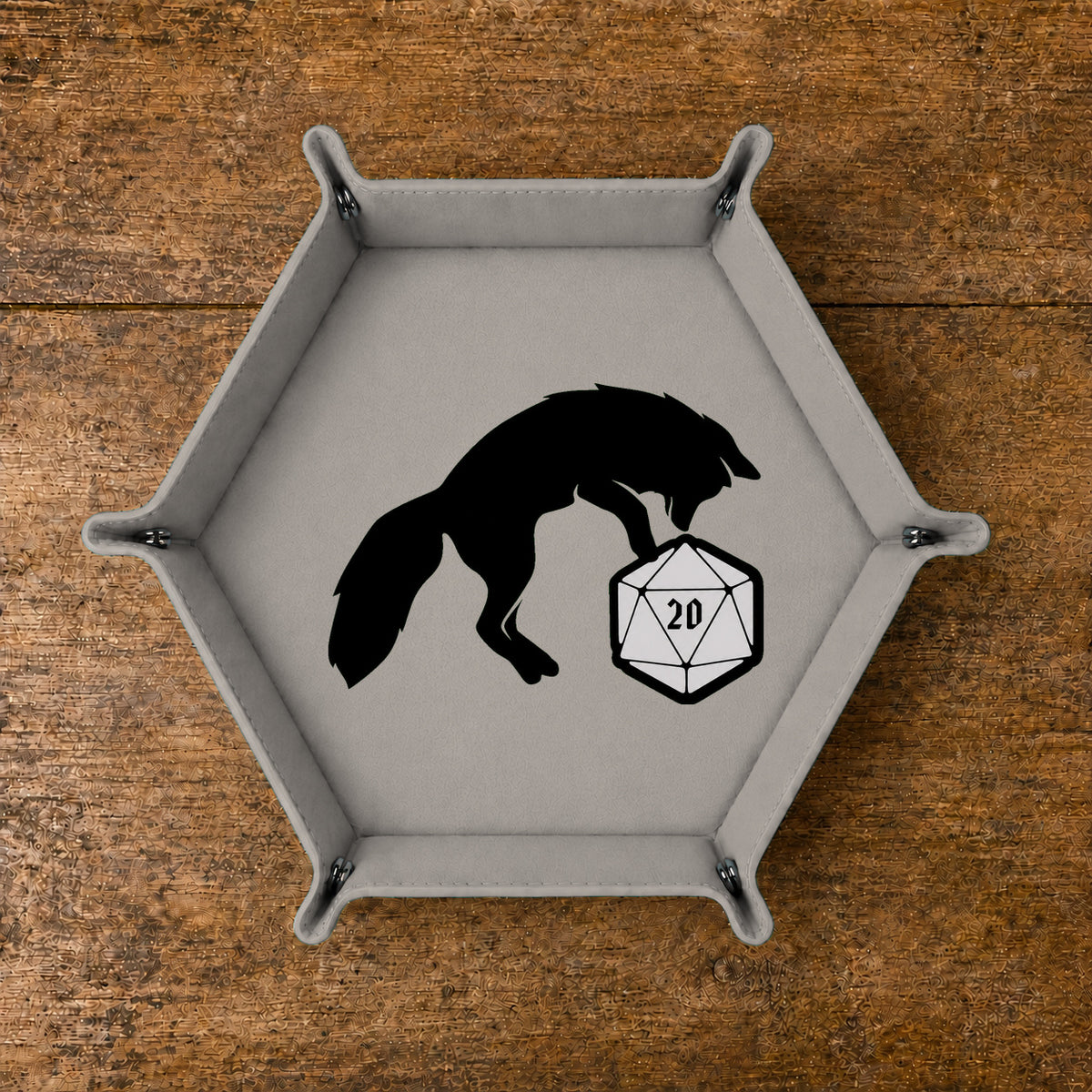 Curious Fox And D20 - DICE TRAY
