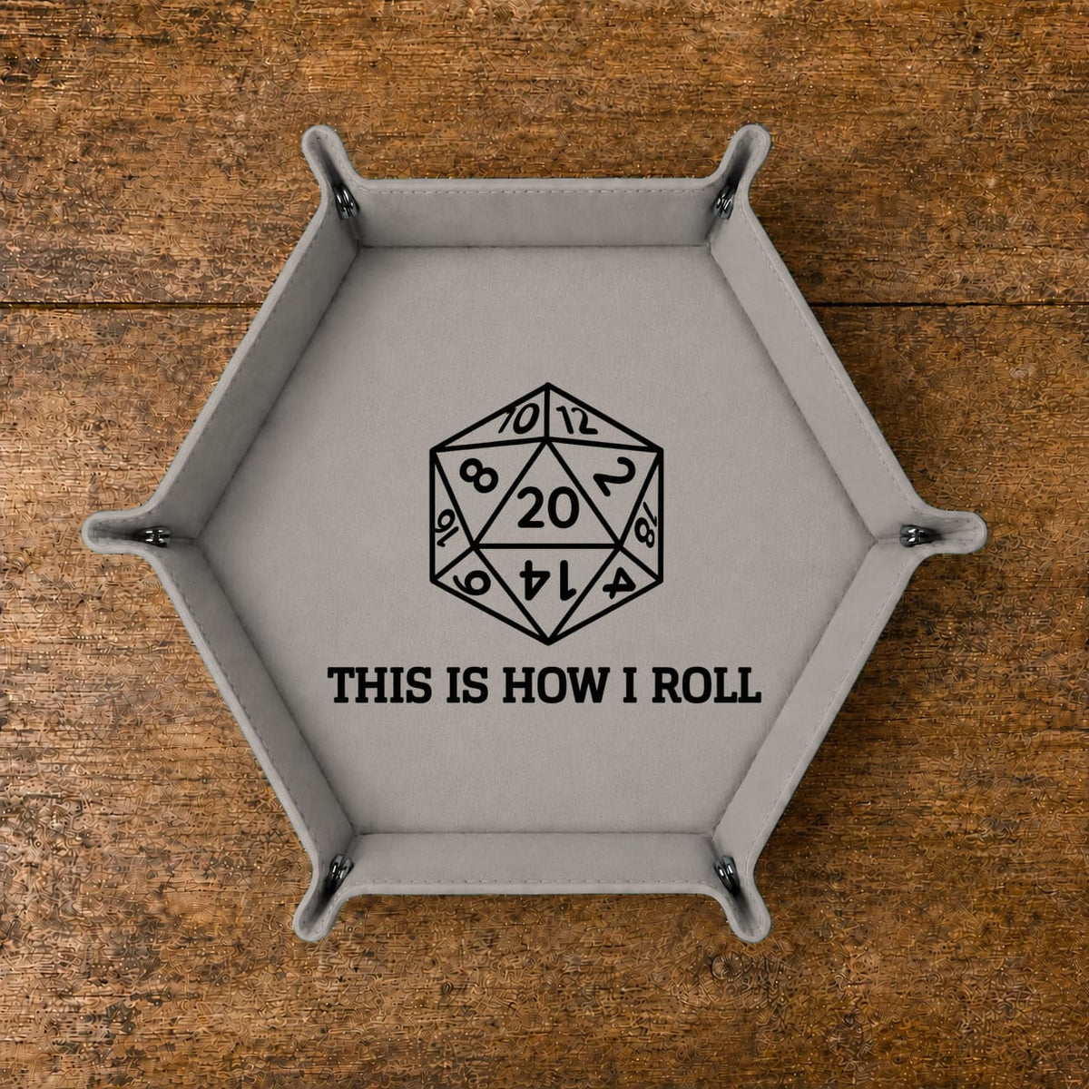 This Is How I Roll D20 Outline - DICE TRAY This Is How I Roll D20 Outline Dice Tray | Foldable PU Leather D&D Tra