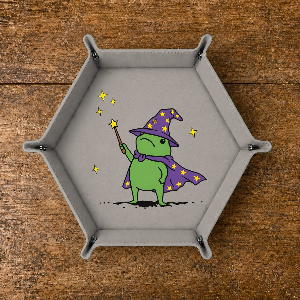 Cute Frog Wizard - DICE TRAY Cute Frog Wizard Dice Tray | Foldable PU Leather D&D Tray