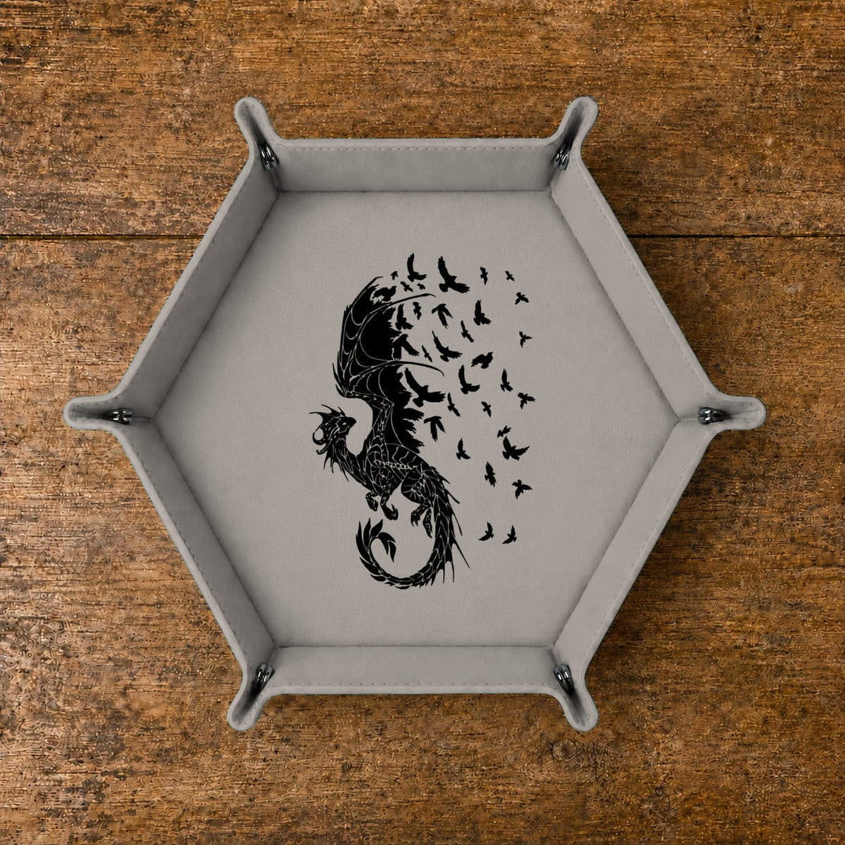 Dragon Into Flying Birds - DICE TRAY Dragon Into Flying Birds Dice Tray | Foldable PU Leather D&D Tray