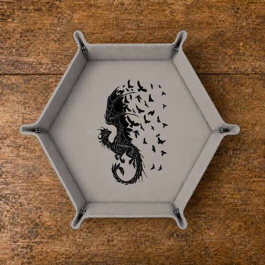 Dragon Into Flying Birds - DICE TRAY Dragon Into Flying Birds Dice Tray | Foldable PU Leather D&D Tray