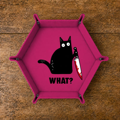 Funny Black Cat With Knife - DICE TRAY Funny Black Cat Dice Tray | Foldable PU Leather D&D Dice Tray