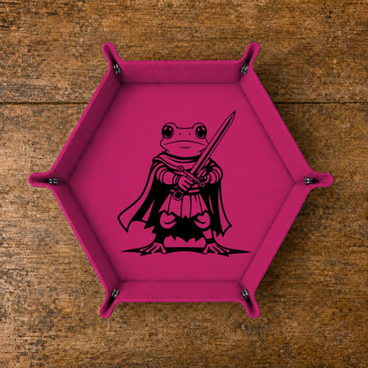 Fantasy Frog Swordmaster - DICE TRAY Fantasy Frog Swordmaster Dice Tray | Foldable PU Leather D&D Tray