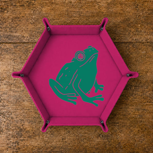 Frog Gamer With D20 Headphones - DICE TRAY Frog Gamer D20 Dice Tray | Foldable PU Leather D&D Tray