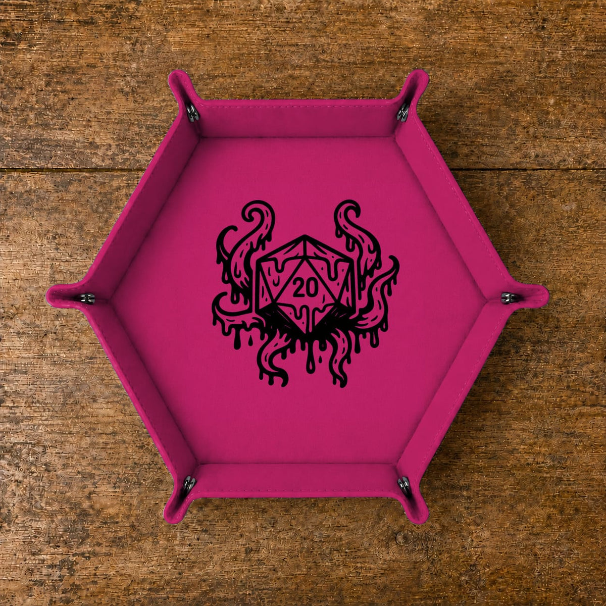 Eldritch Melting D20 - DICE TRAY Eldritch Melting D20 Dice Tray | Foldable PU Leather D&D Tray