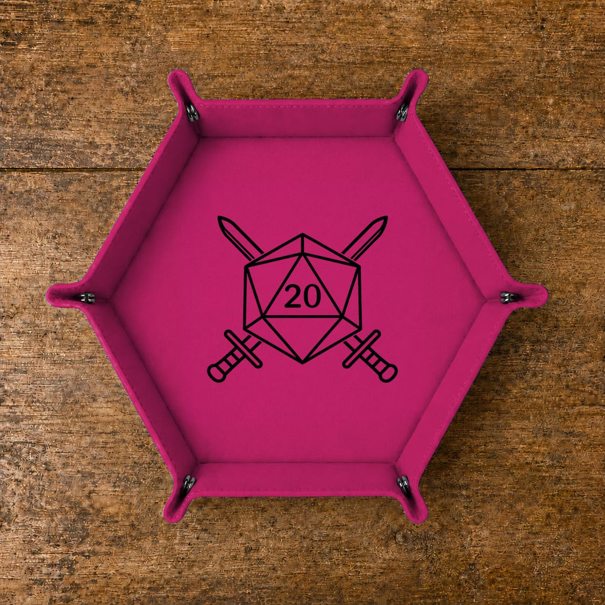 D20 Crossed Swords - DICE TRAY D20 Crossed Swords Dice Tray | Foldable PU Leather D&D Tray