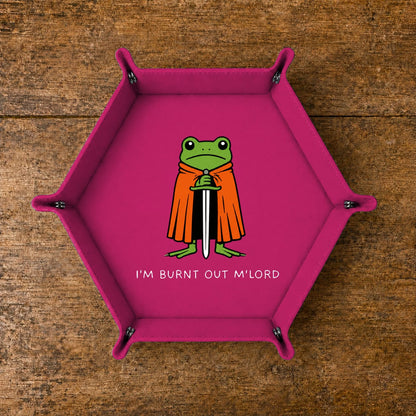 Burnt Out Frog Knight - DICE TRAY Burnt Out Frog Knight Dice Tray | Foldable PU Leather D&D Tray