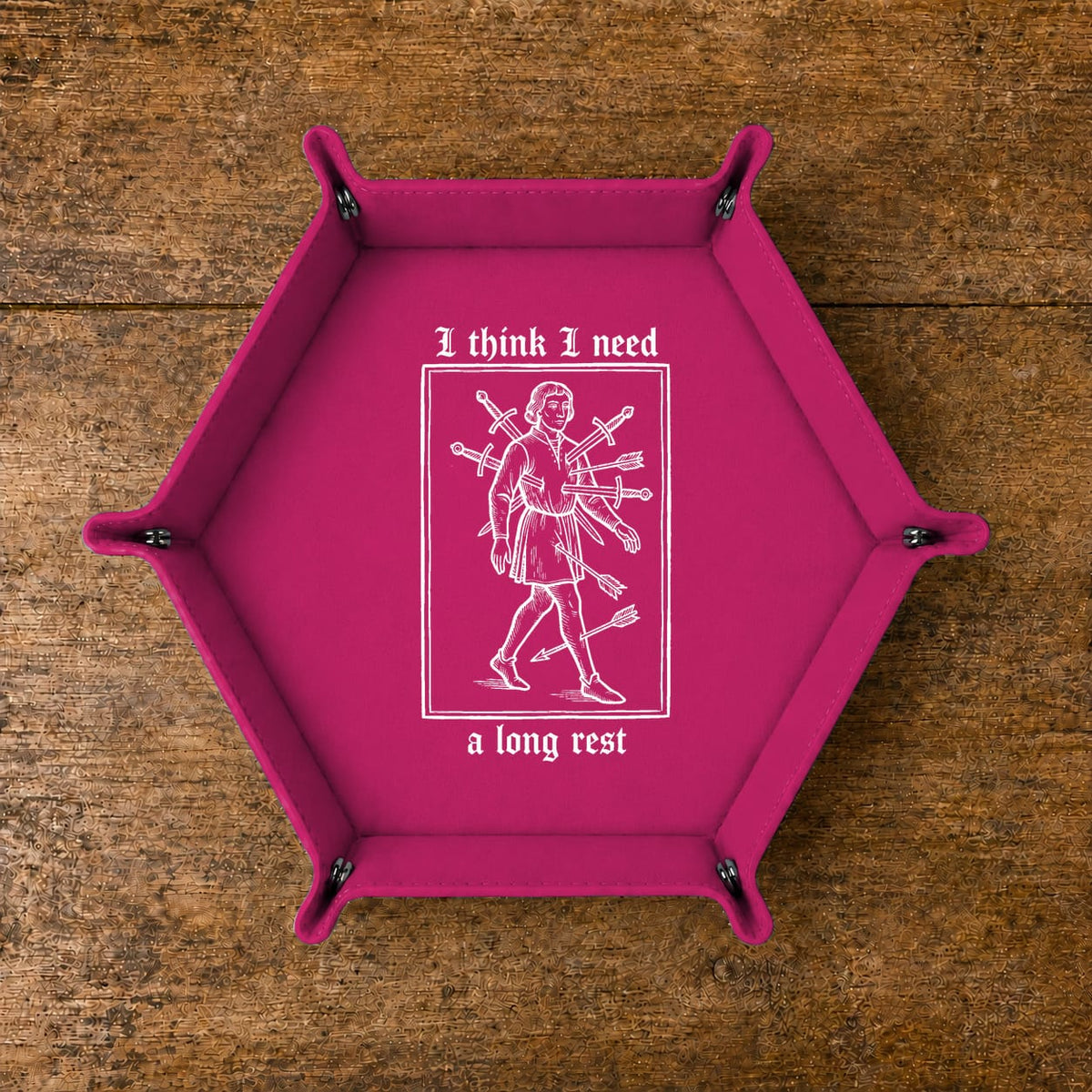 I Need A Long Rest - DICE TRAY I Need A Long Rest Dice Tray | Foldable PU Leather D&D Tray
