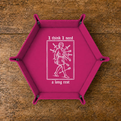 I Need A Long Rest - DICE TRAY I Need A Long Rest Dice Tray | Foldable PU Leather D&D Tray