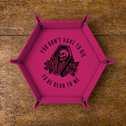 Dead To Me Skeleton Coffin - DICE TRAY Dead To Me Skeleton Coffin Dice Tray | Foldable PU Leather D&D Tray