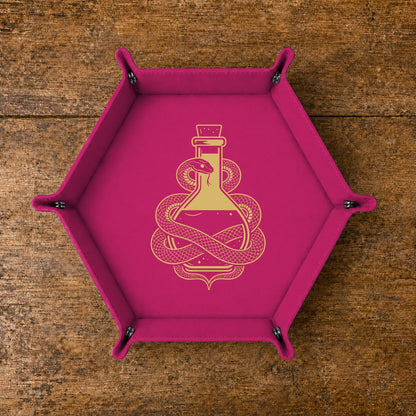 Snake And Alchemy Potion - DICE TRAY Snake And Alchemy Potion Dice Tray | Foldable PU Leather D&D Tray