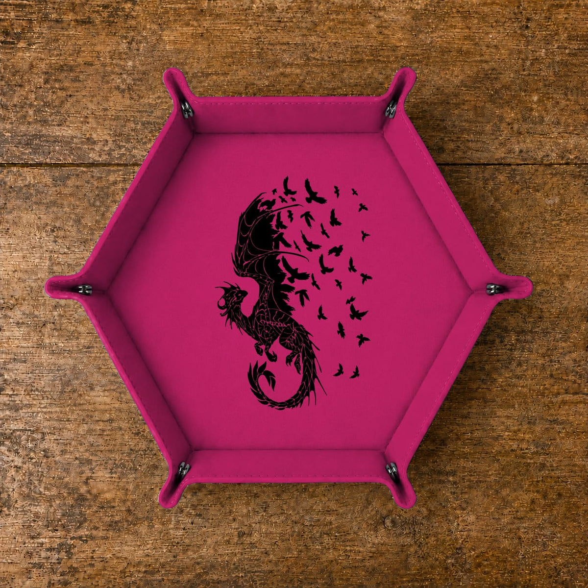 Dragon Into Flying Birds - DICE TRAY Dragon Into Flying Birds Dice Tray | Foldable PU Leather D&D Tray