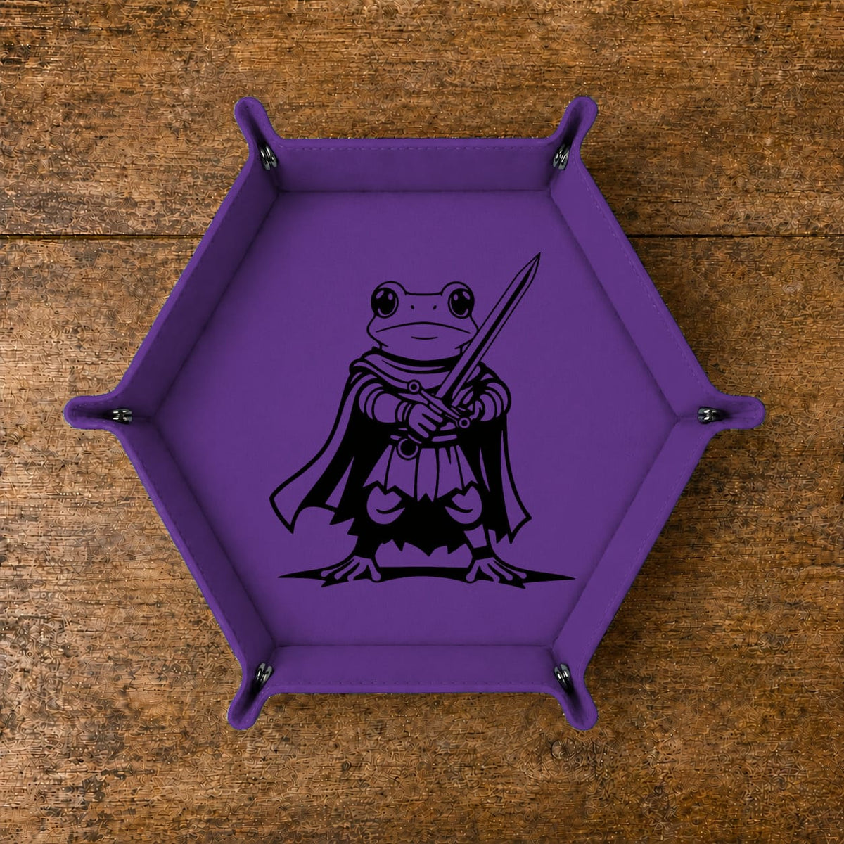 Fantasy Frog Swordmaster - DICE TRAY Fantasy Frog Swordmaster Dice Tray | Foldable PU Leather D&D Tray