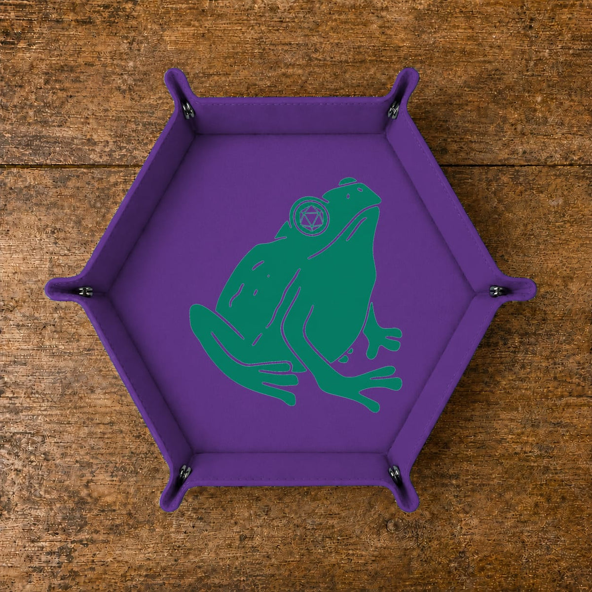 Frog Gamer With D20 Headphones - DICE TRAY Frog Gamer D20 Dice Tray | Foldable PU Leather D&D Tray