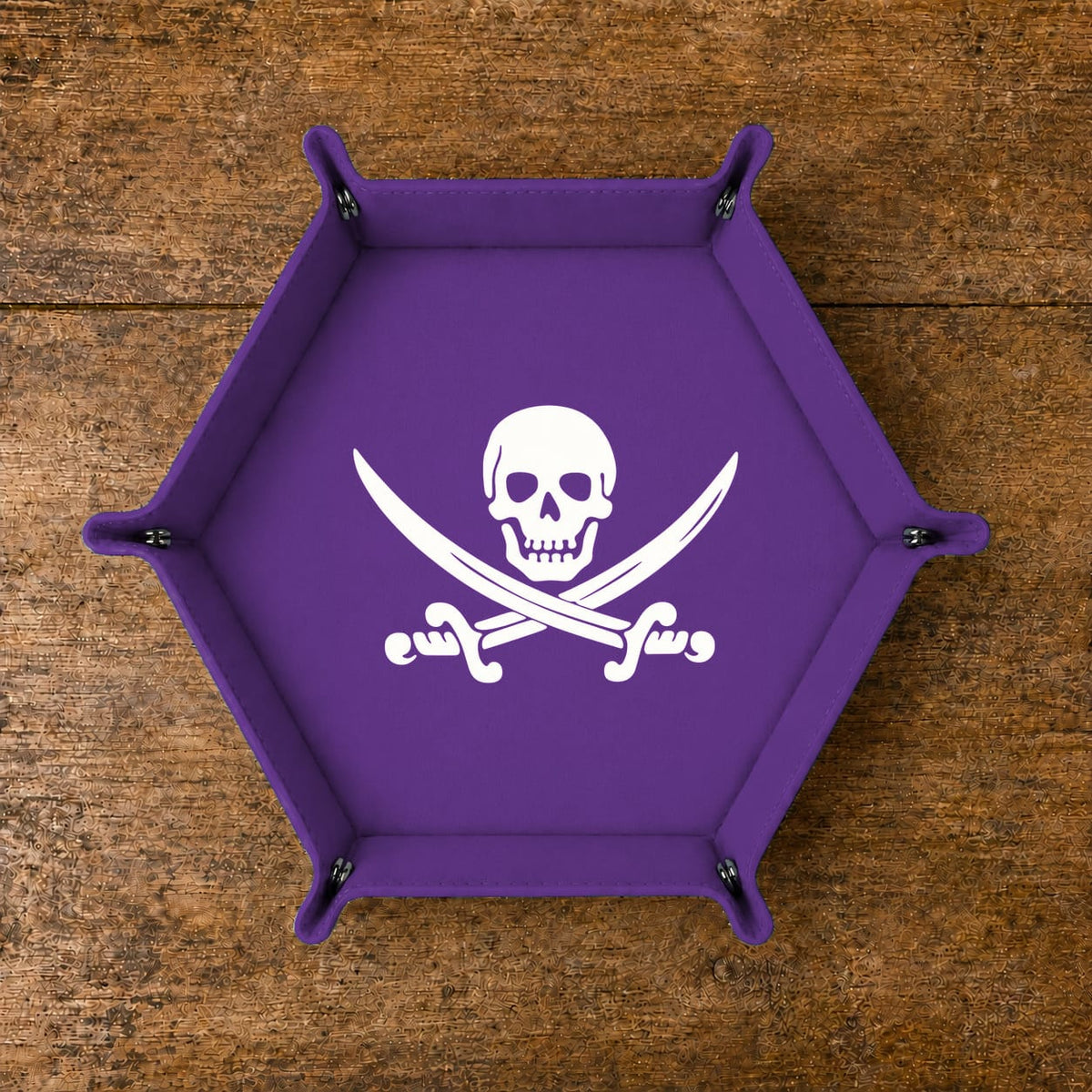 Pirate Skull And Cutlasses - DICE TRAY Pirate Skull Dice Tray | Foldable PU Leather D&D RPG Tray