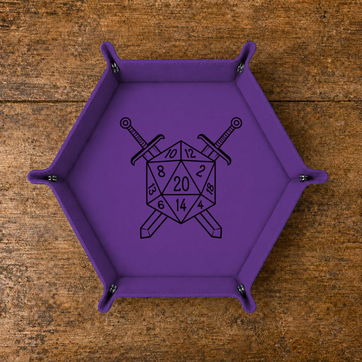 D20 Battle Crest - DICE TRAY D20 Battle Crest Dice Tray | Foldable PU Leather D&D Tray