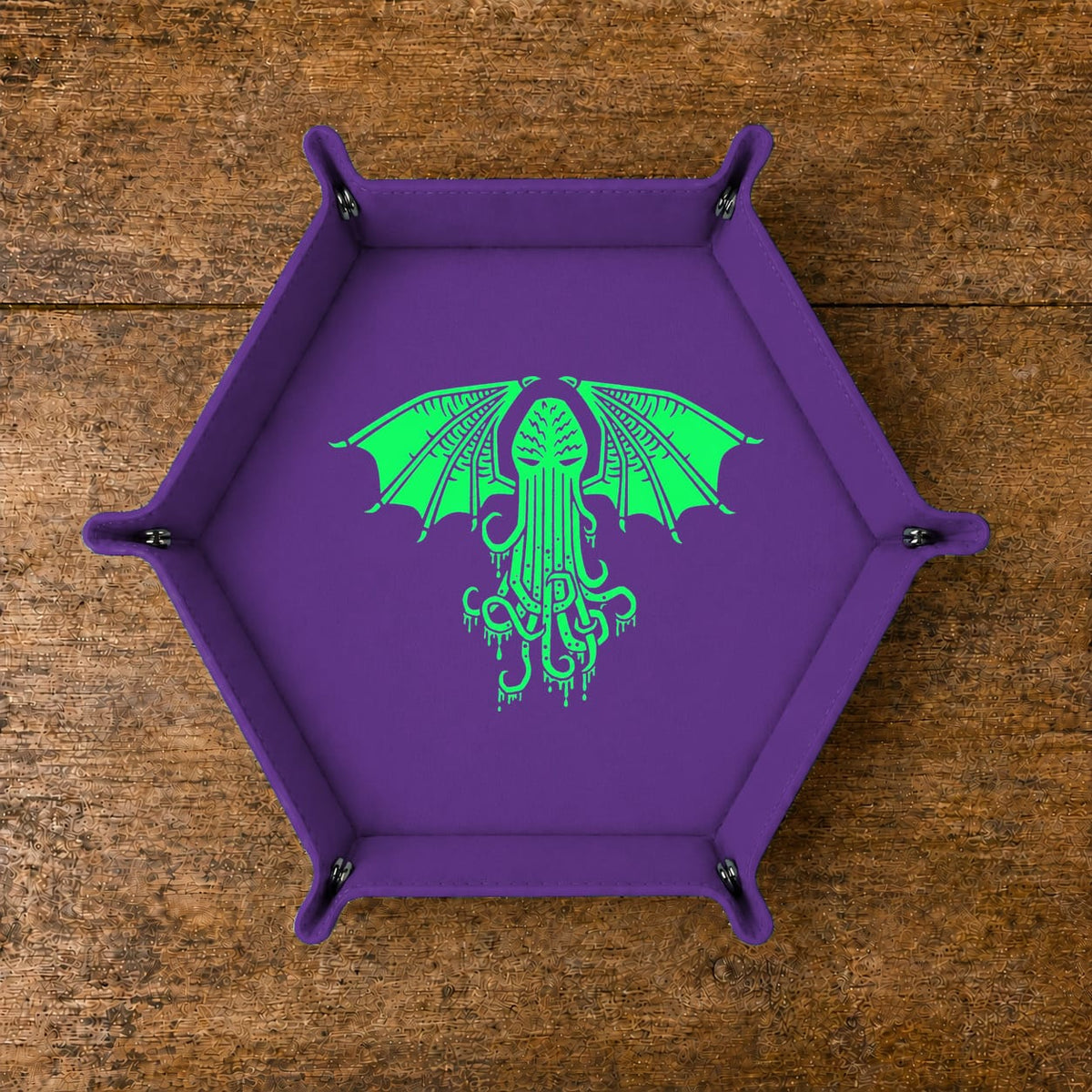 Winged Cthulhu Rising - DICE TRAY Winged Cthulhu Rising Dice Tray | Foldable PU Leather D&D Tray