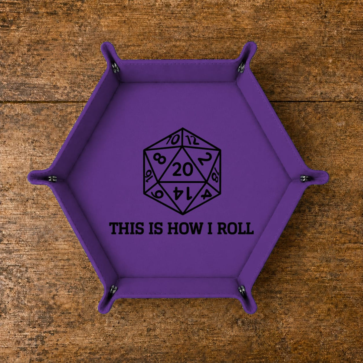 This Is How I Roll D20 Outline - DICE TRAY This Is How I Roll D20 Outline Dice Tray | Foldable PU Leather D&D Tra