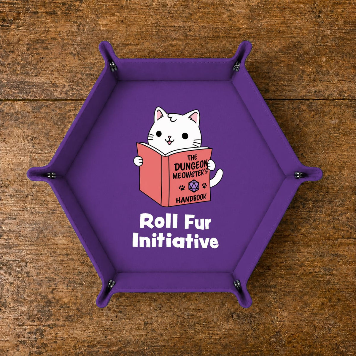 Cat Dungeon Meowster - DICE TRAY Cat Dungeon Meowster Dice Tray | Foldable PU Leather D&D Tray