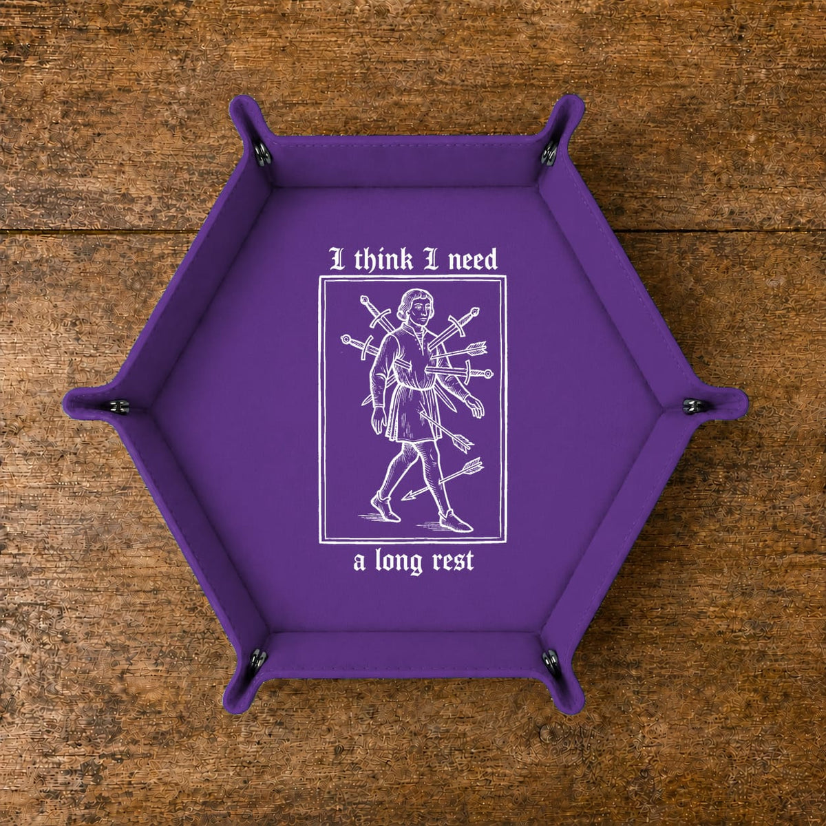 I Need A Long Rest - DICE TRAY I Need A Long Rest Dice Tray | Foldable PU Leather D&D Tray