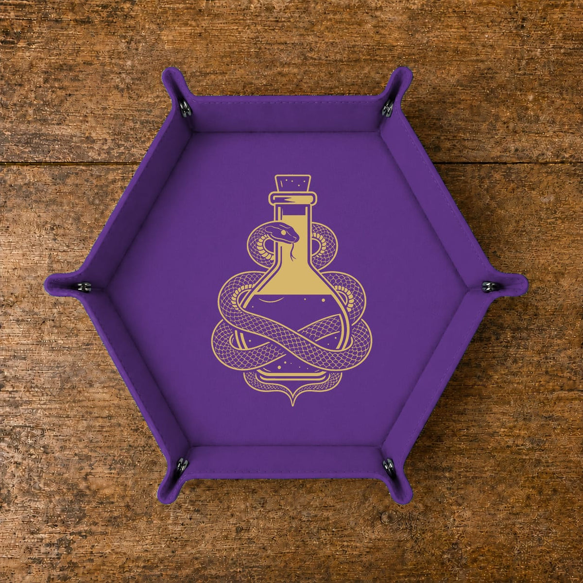 Snake And Alchemy Potion - DICE TRAY Snake And Alchemy Potion Dice Tray | Foldable PU Leather D&D Tray