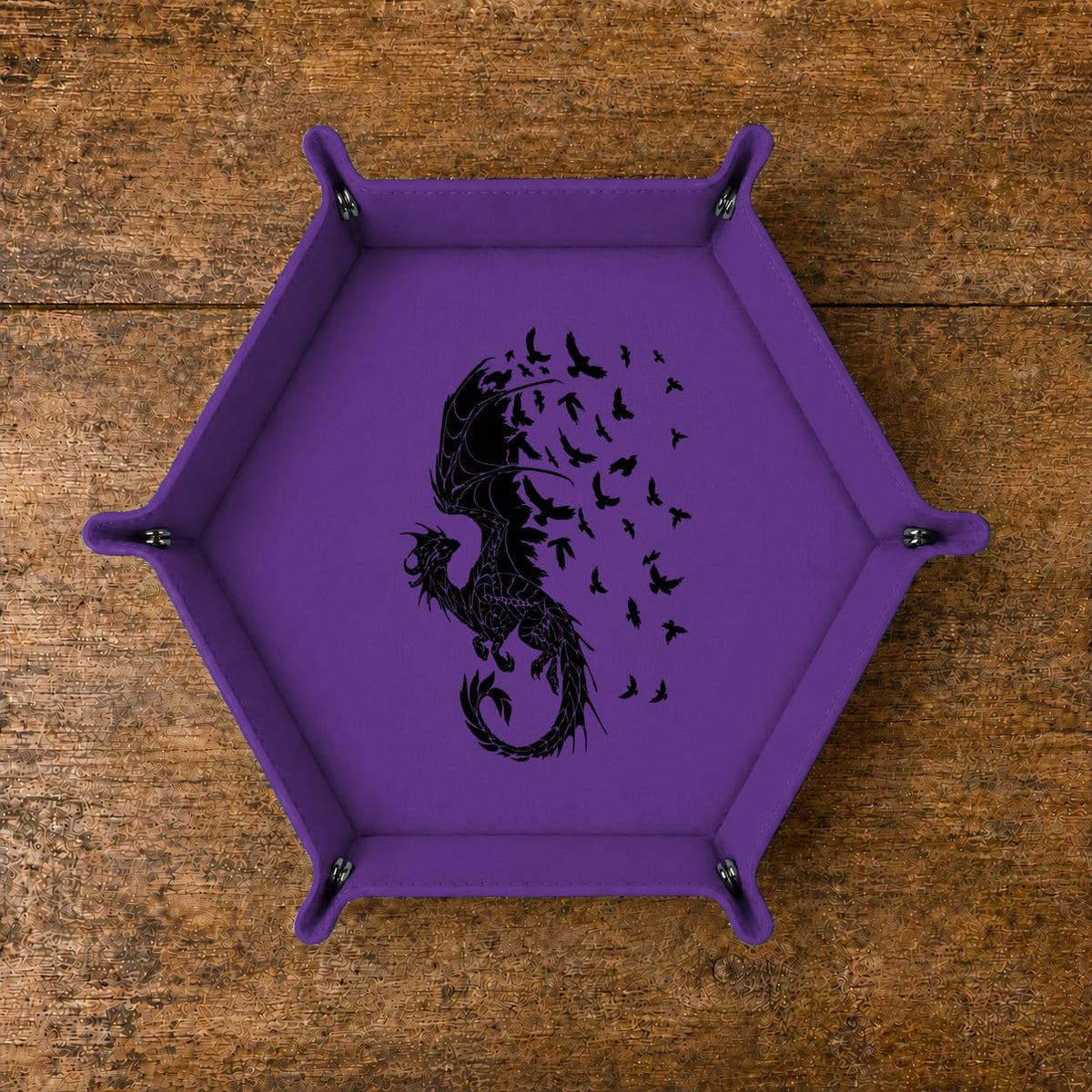 Dragon Into Flying Birds - DICE TRAY Dragon Into Flying Birds Dice Tray | Foldable PU Leather D&D Tray