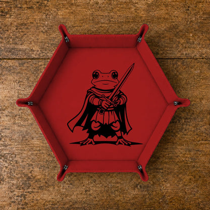 Fantasy Frog Swordmaster - DICE TRAY Fantasy Frog Swordmaster Dice Tray | Foldable PU Leather D&D Tray