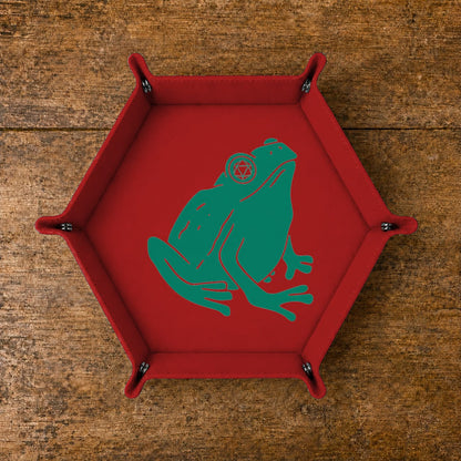 Frog Gamer With D20 Headphones - DICE TRAY Frog Gamer D20 Dice Tray | Foldable PU Leather D&D Tray