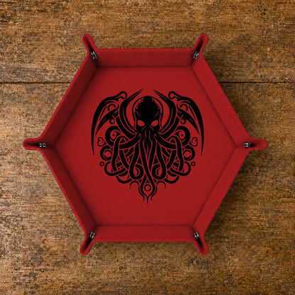 Eldritch Cthulhu Emblem - DICE TRAY Cthulhu Dice Tray | Foldable PU Leather D&D RPG Tray