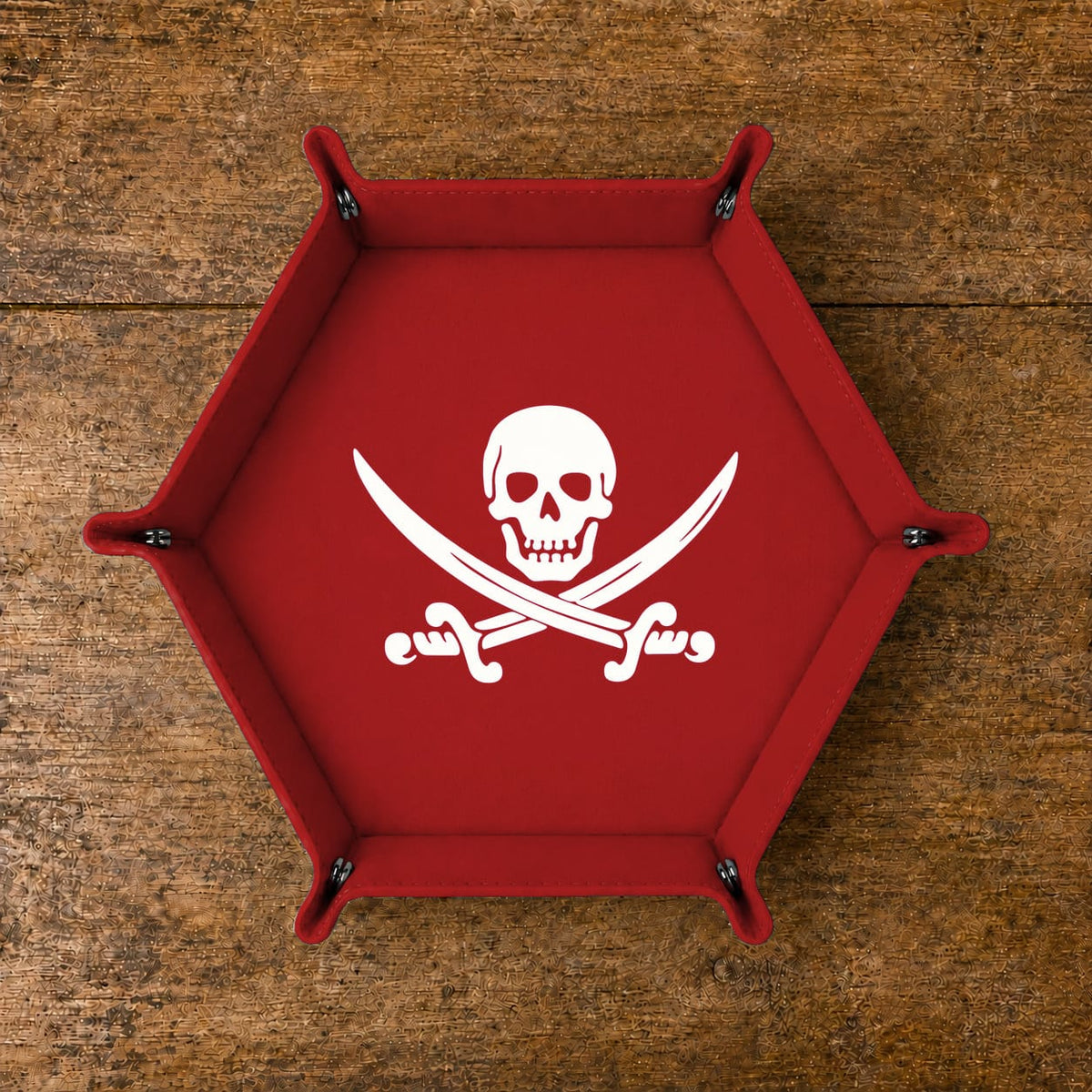 Pirate Skull And Cutlasses - DICE TRAY Pirate Skull Dice Tray | Foldable PU Leather D&D RPG Tray