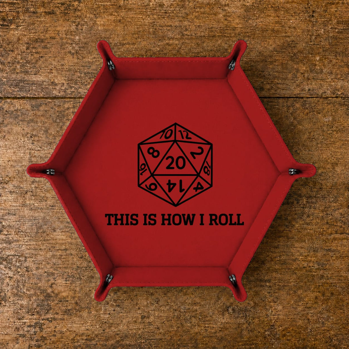 This Is How I Roll D20 Outline - DICE TRAY This Is How I Roll D20 Outline Dice Tray | Foldable PU Leather D&D Tra