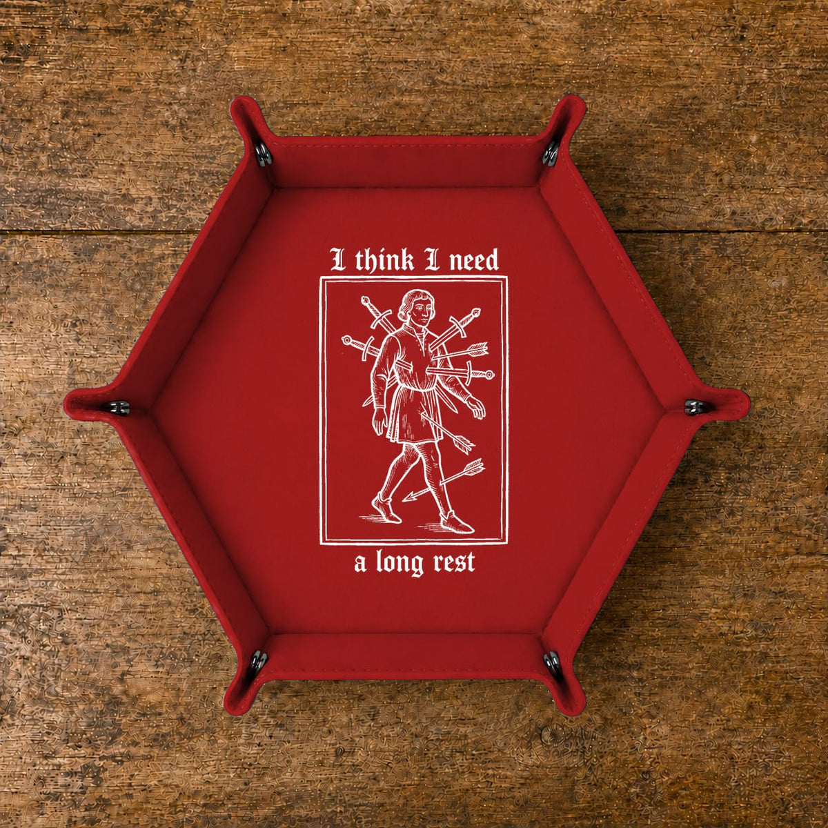 I Need A Long Rest - DICE TRAY I Need A Long Rest Dice Tray | Foldable PU Leather D&D Tray