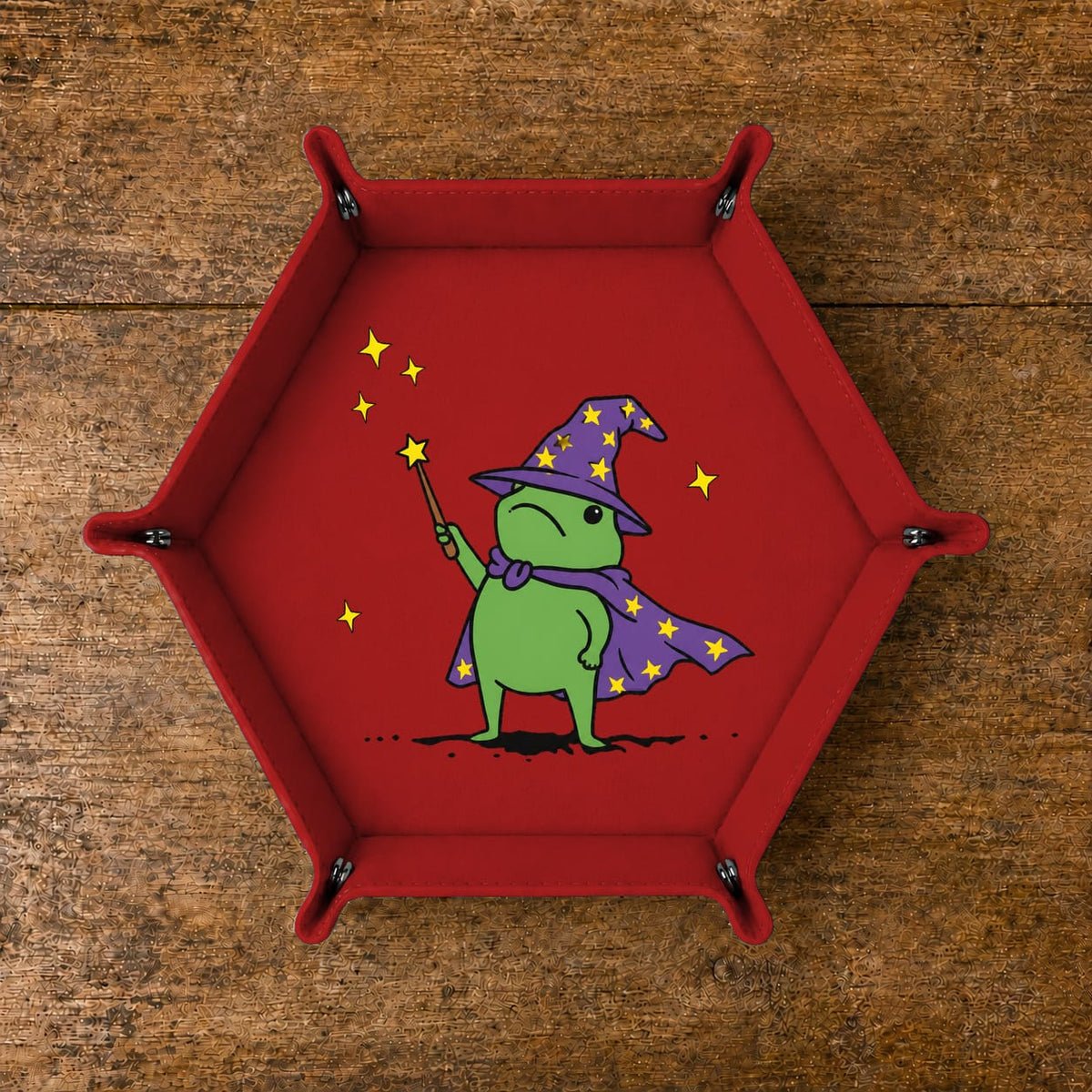 Cute Frog Wizard - DICE TRAY Cute Frog Wizard Dice Tray | Foldable PU Leather D&D Tray