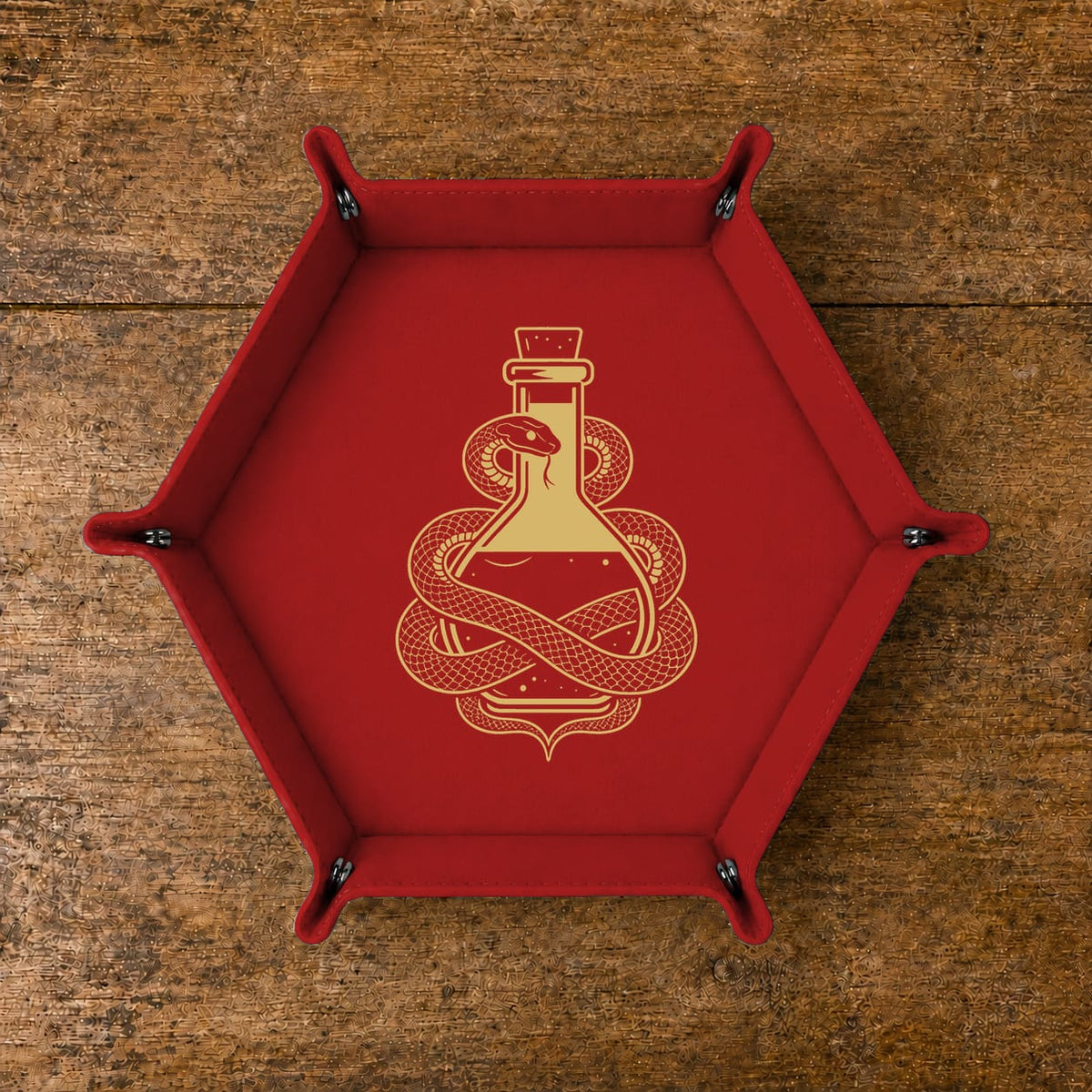 Snake And Alchemy Potion - DICE TRAY Snake And Alchemy Potion Dice Tray | Foldable PU Leather D&D Tray