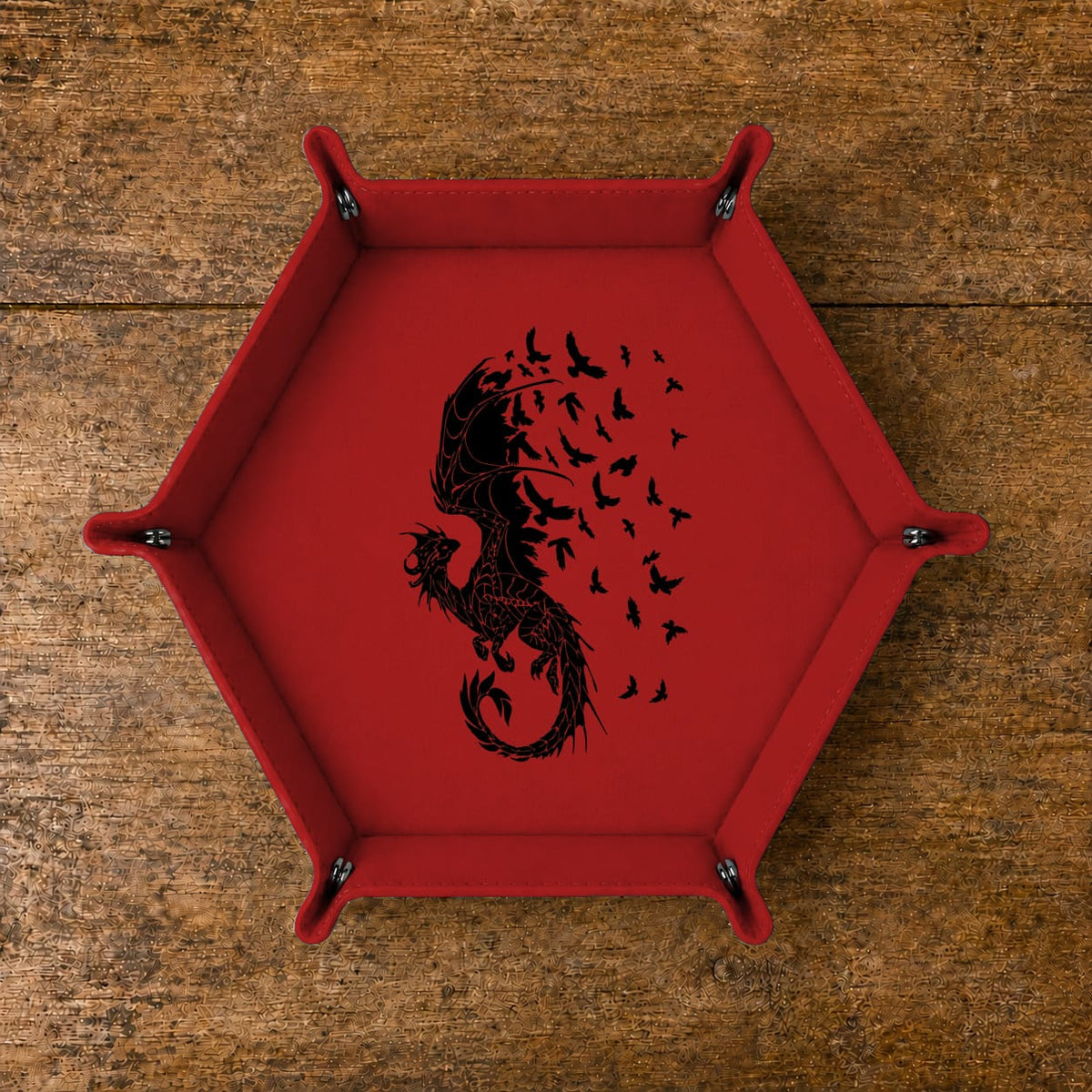 Dragon Into Flying Birds - DICE TRAY Dragon Into Flying Birds Dice Tray | Foldable PU Leather D&D Tray
