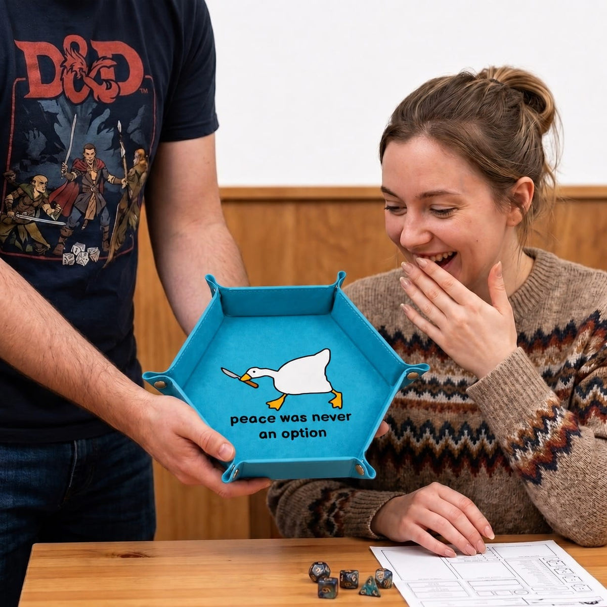 Peace Was Never An Option - DICE TRAY Peace Was Never An Option Dice Tray, Goose Dice Tray, Dungeons And Dragons Leather Dice Tray, Collapsable Dice Tray