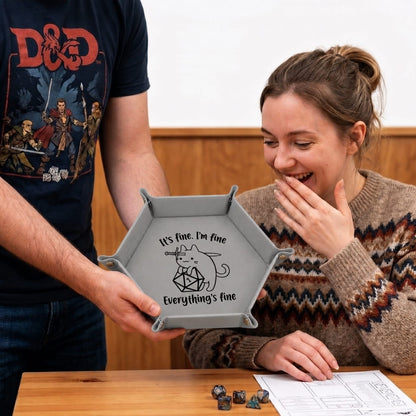 Critical Fail Cat - DICE TRAY Critical Fail Cat Dice Tray | Foldable PU Leather D&D Tray