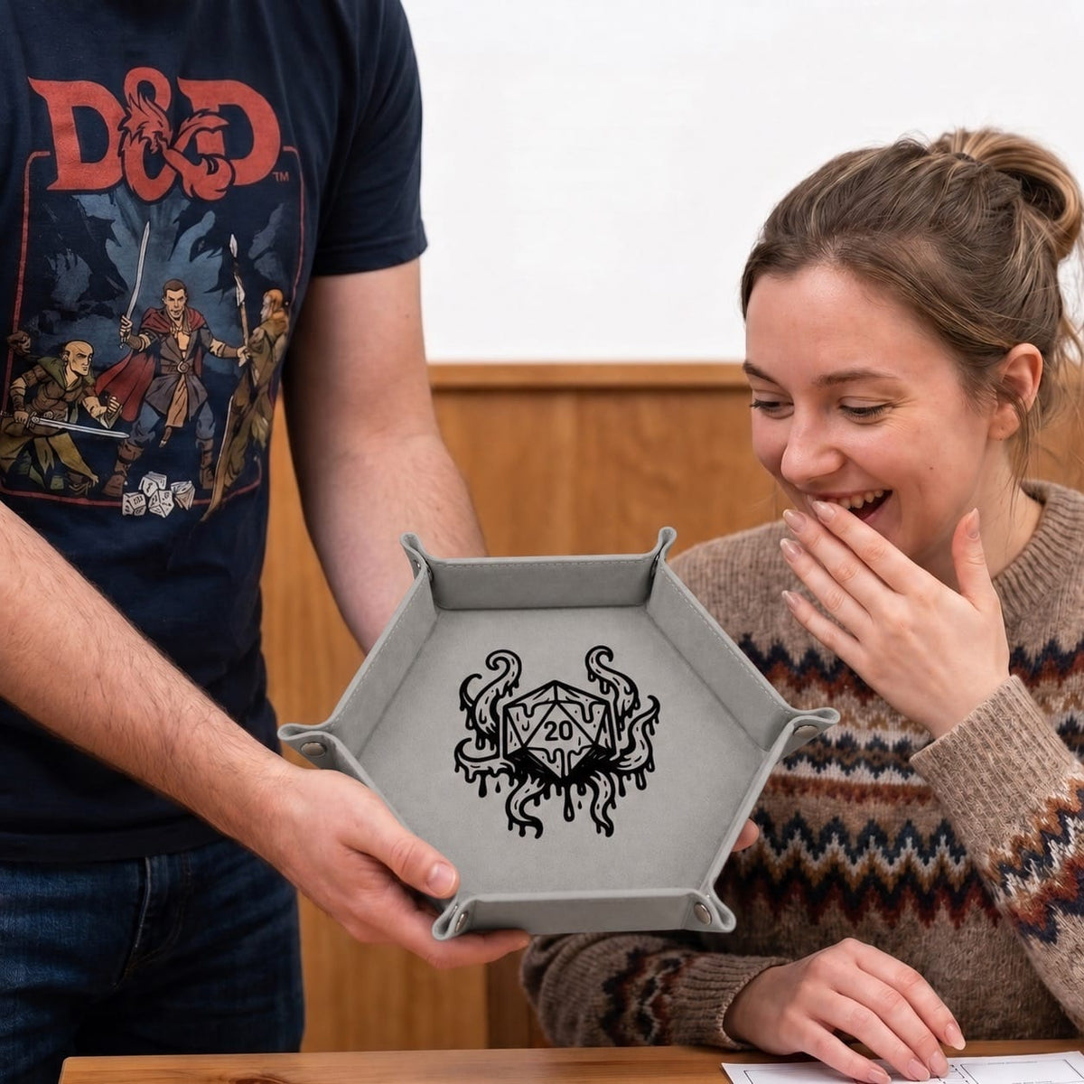 Eldritch Melting D20 - DICE TRAY Eldritch Melting D20 Dice Tray | Foldable PU Leather D&D Tray