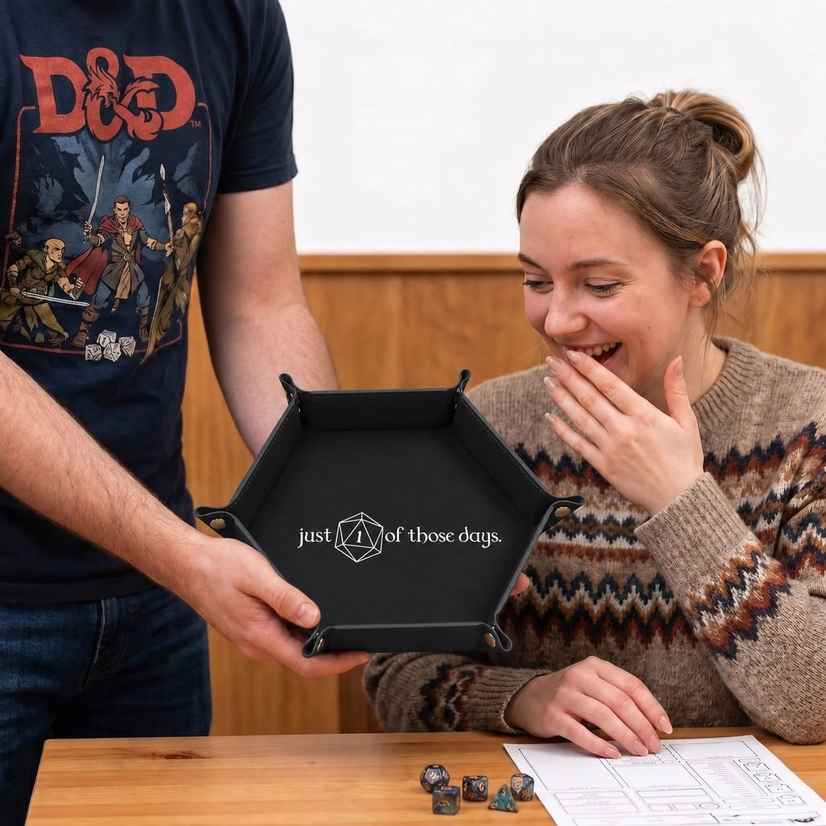 Just A Natural One Day - DICE TRAY Just A Natural One Day Dice Tray | Foldable PU Leather D&D Tray