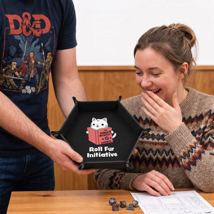 Cat Dungeon Meowster - DICE TRAY Cat Dungeon Meowster Dice Tray | Foldable PU Leather D&D Tray